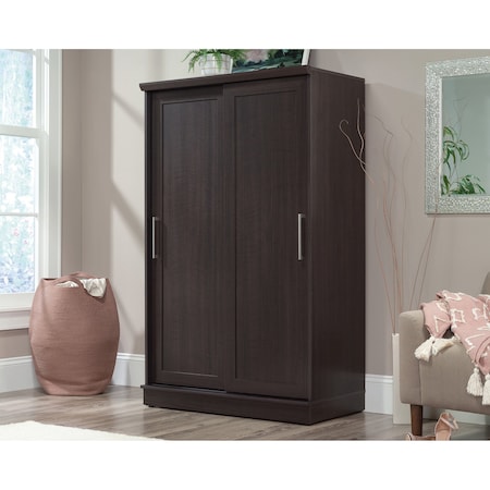 Sauder Homeplus Wardrobe Dao A2 , Hidden storage behind sliding doors for a variety of storage options 430331